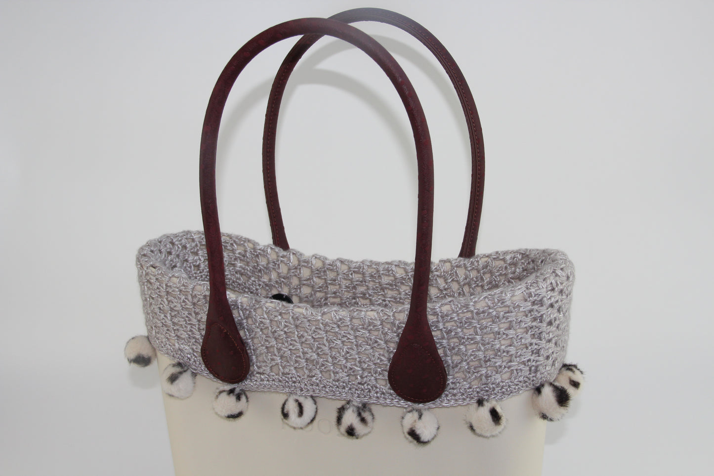 Pearl with Off White Pom Pom Crochet Trim