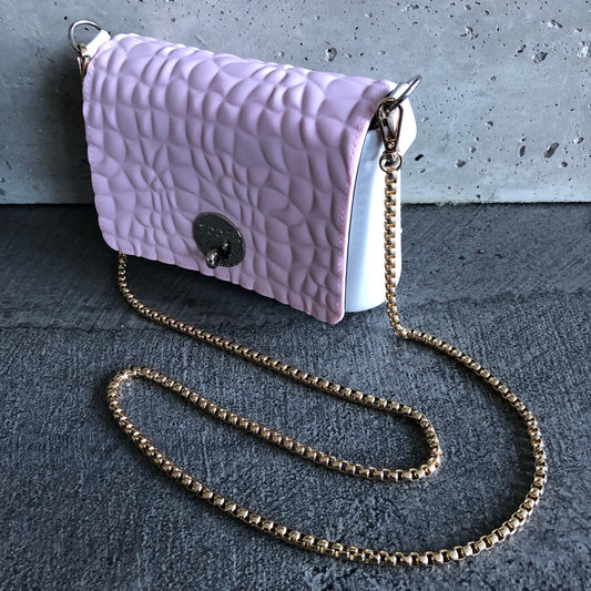 Pink on White with Gold Chain
