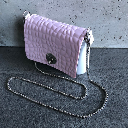 Pink on White with Silver Chain