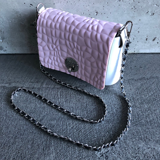 Pink on White with Interwoven Chain