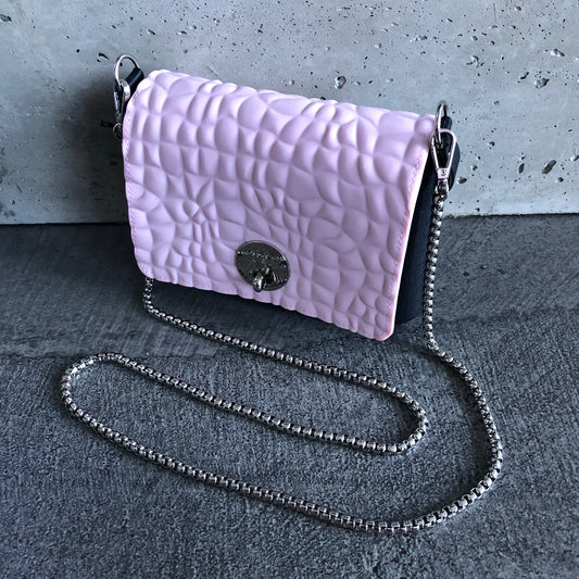 Pink on Black with Silver Chain