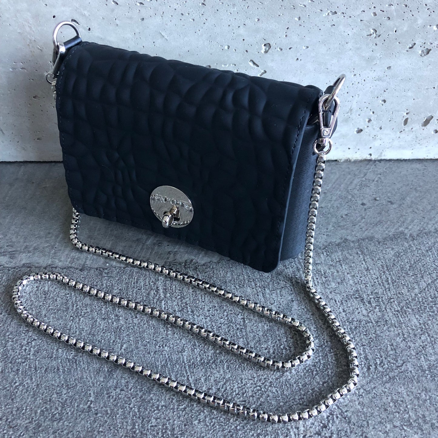 Black on Black with Silver Chain