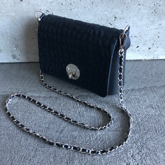 Black on Black with Faux Leather Interwoven Chain