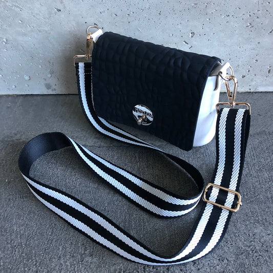 Black on White with Stripe Strap