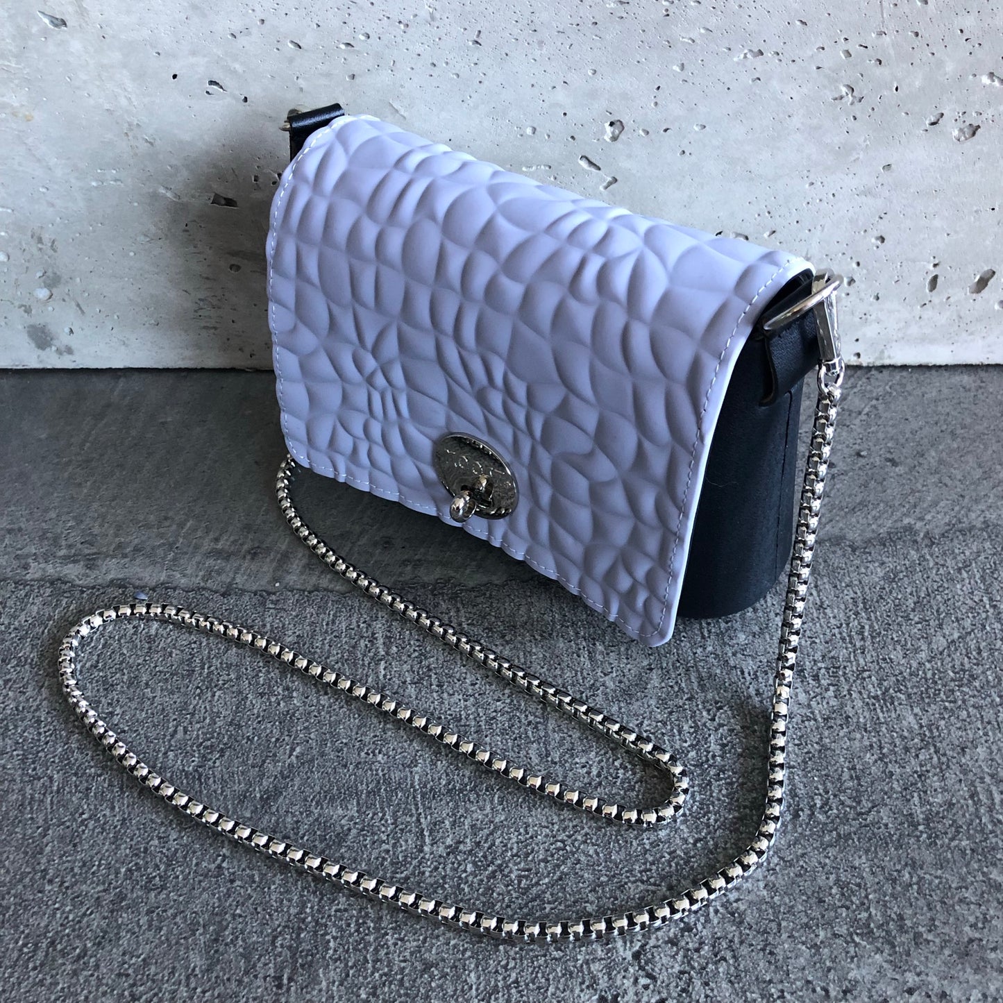 Periwinkle on Black with Silver Chain