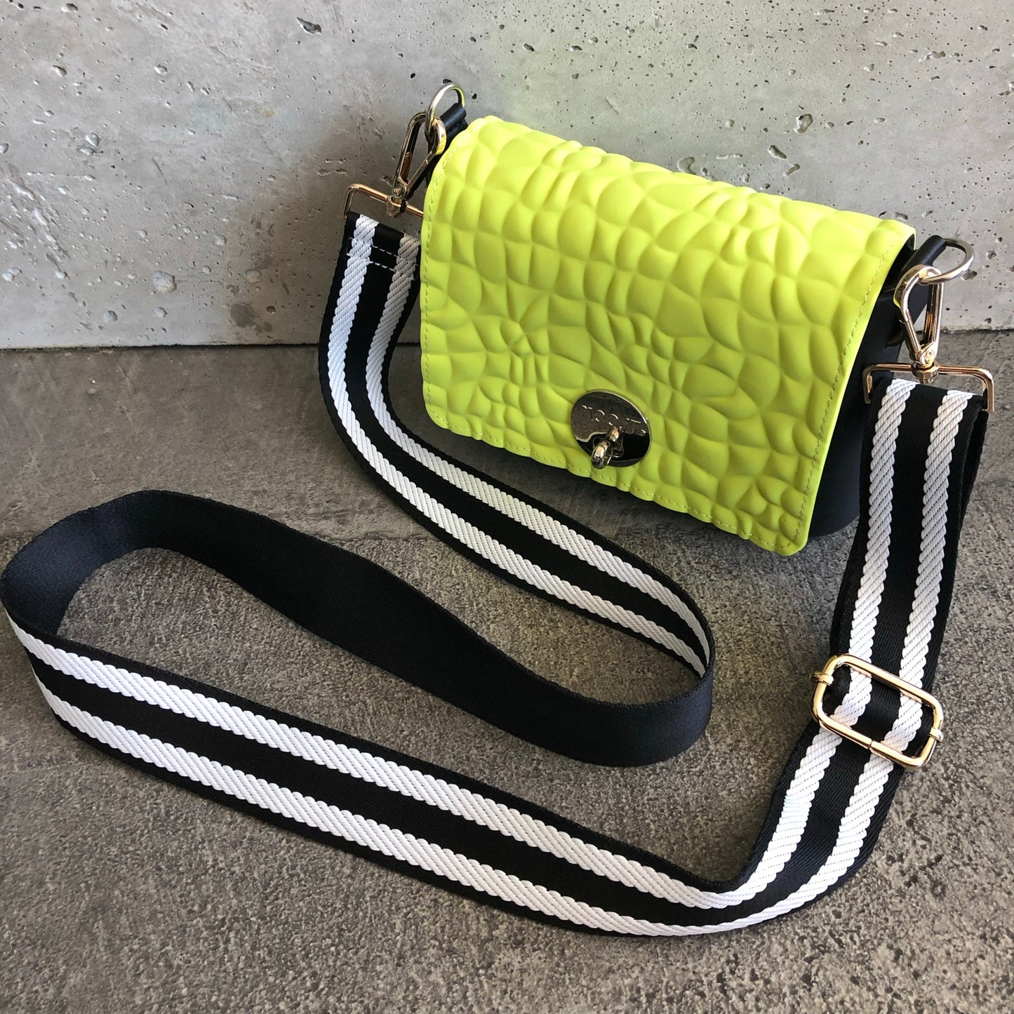 Apple On Black with Stripe Strap