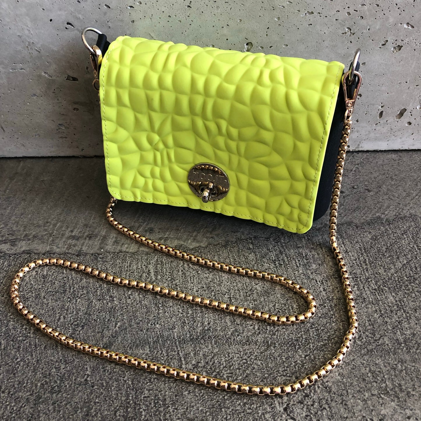 Apple On Black with Gold Chain