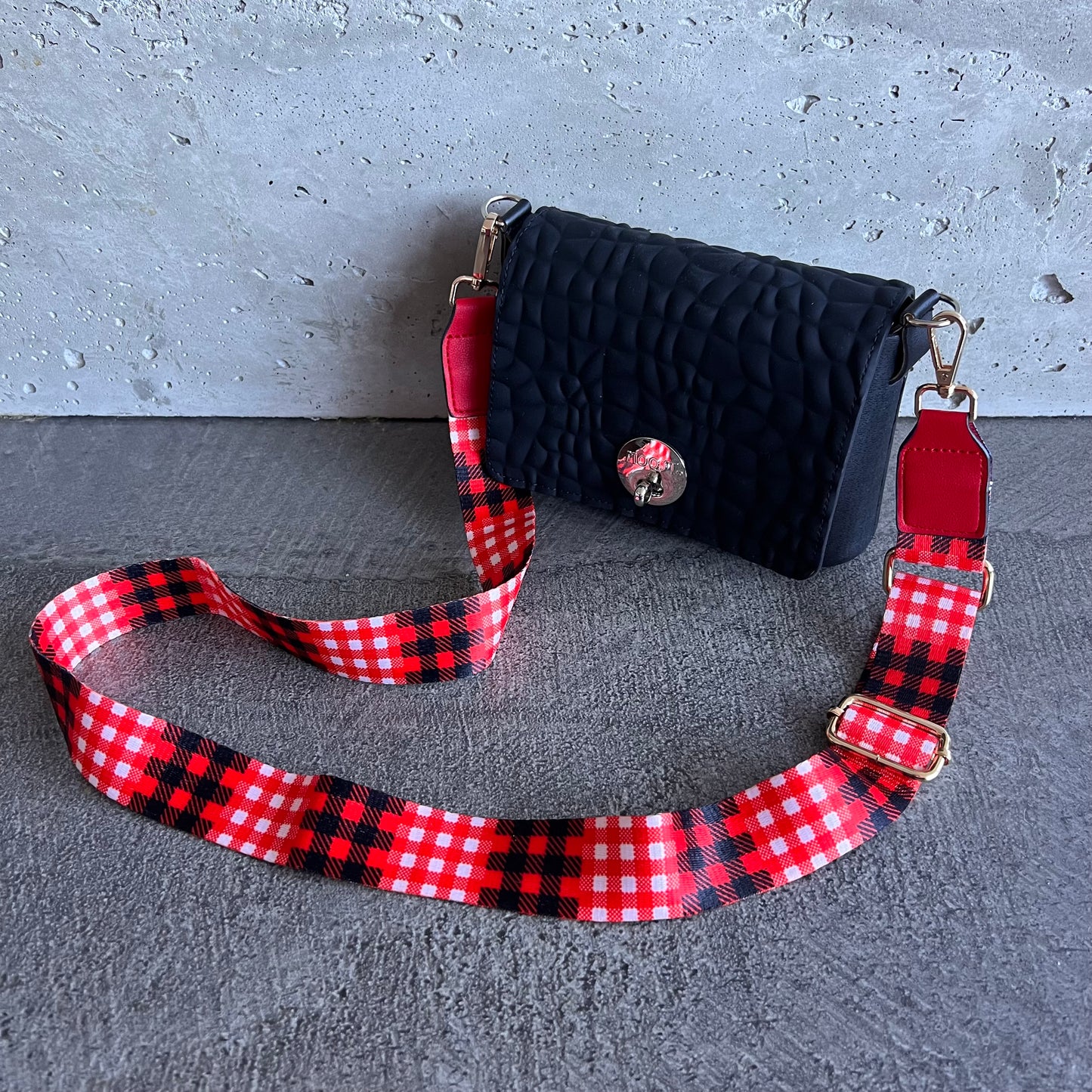 Black on Black with Buffalo Check Strap
