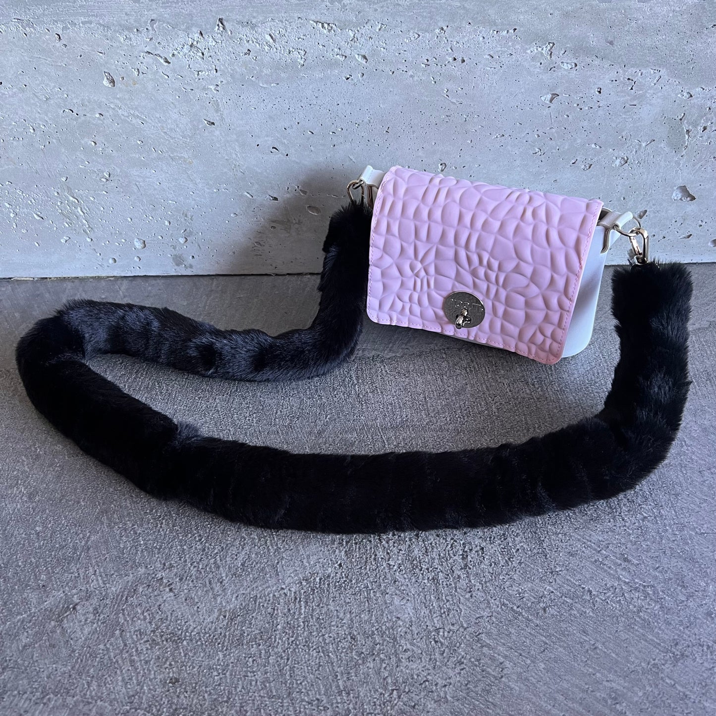 Pink on White with Black Fur