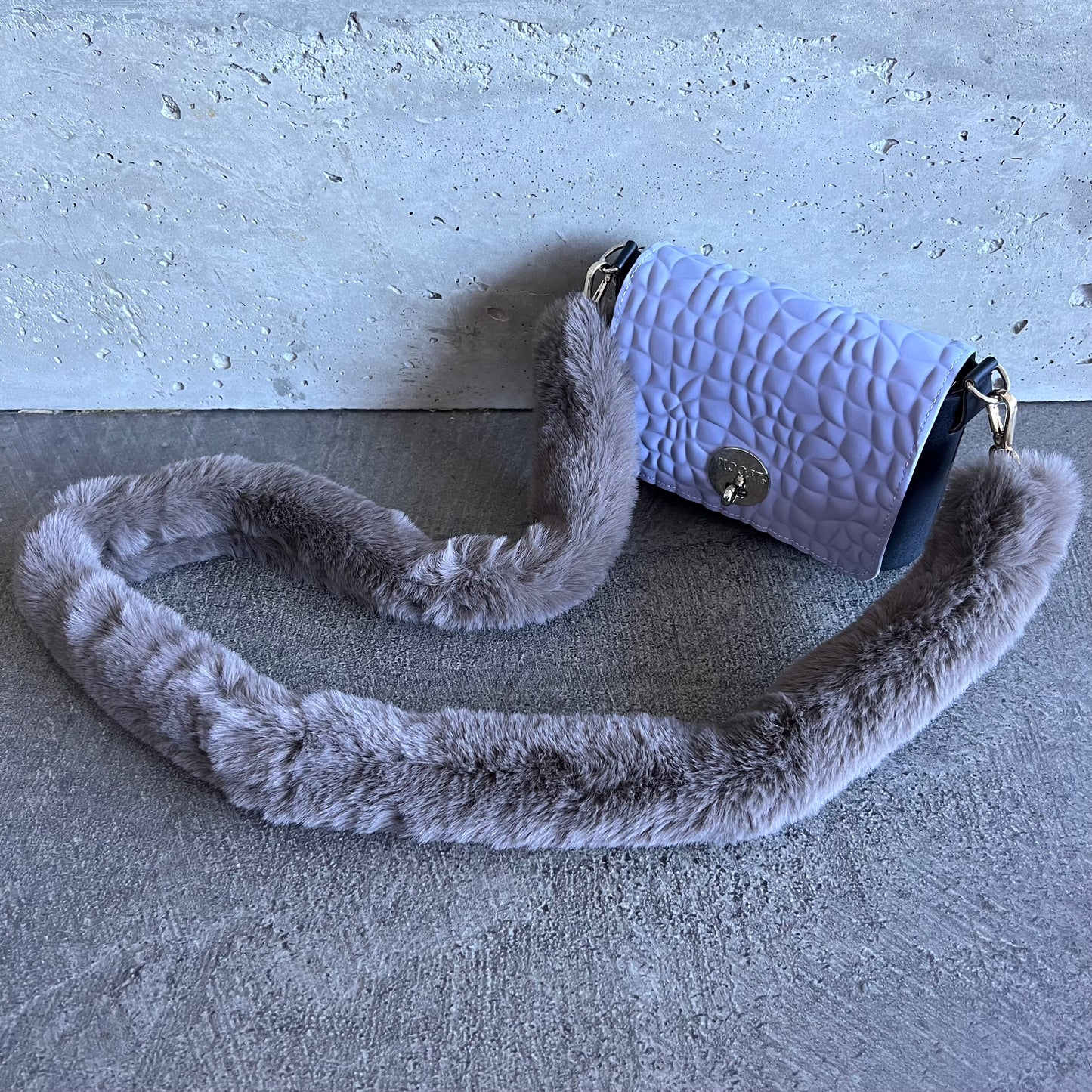 Periwinkle on Black with Mink Fur