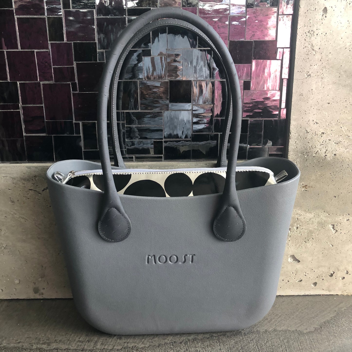 Matte Gray Faux Ostrich Handles