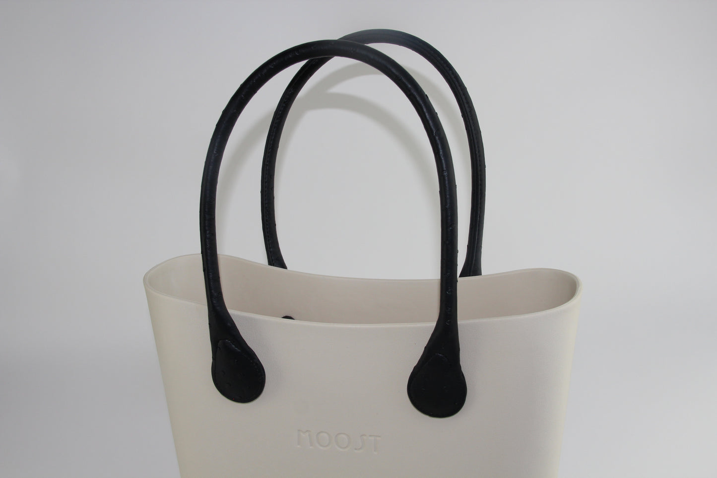 Black Faux Ostrich Rolled Handles
