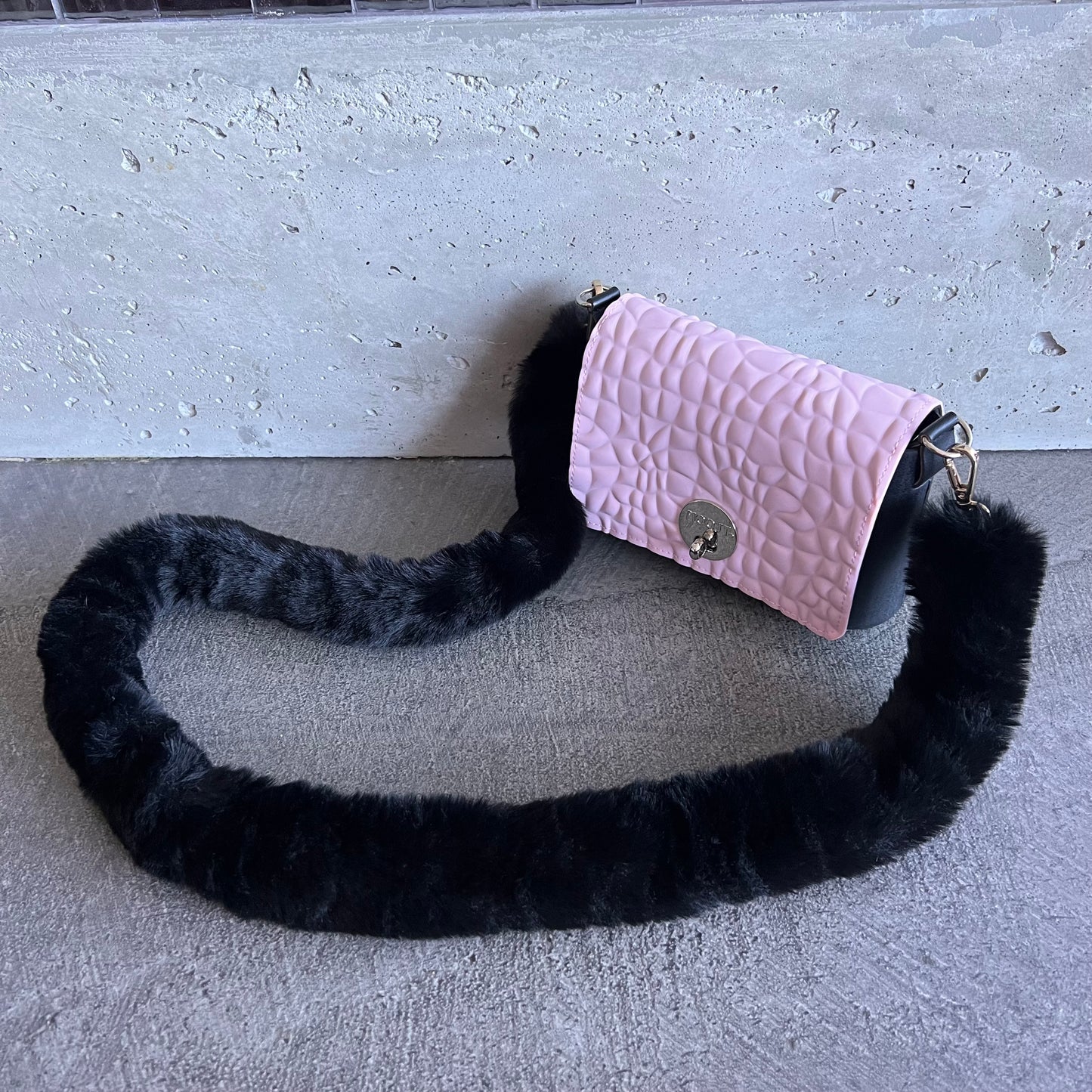 Pink on Black with Black Fur