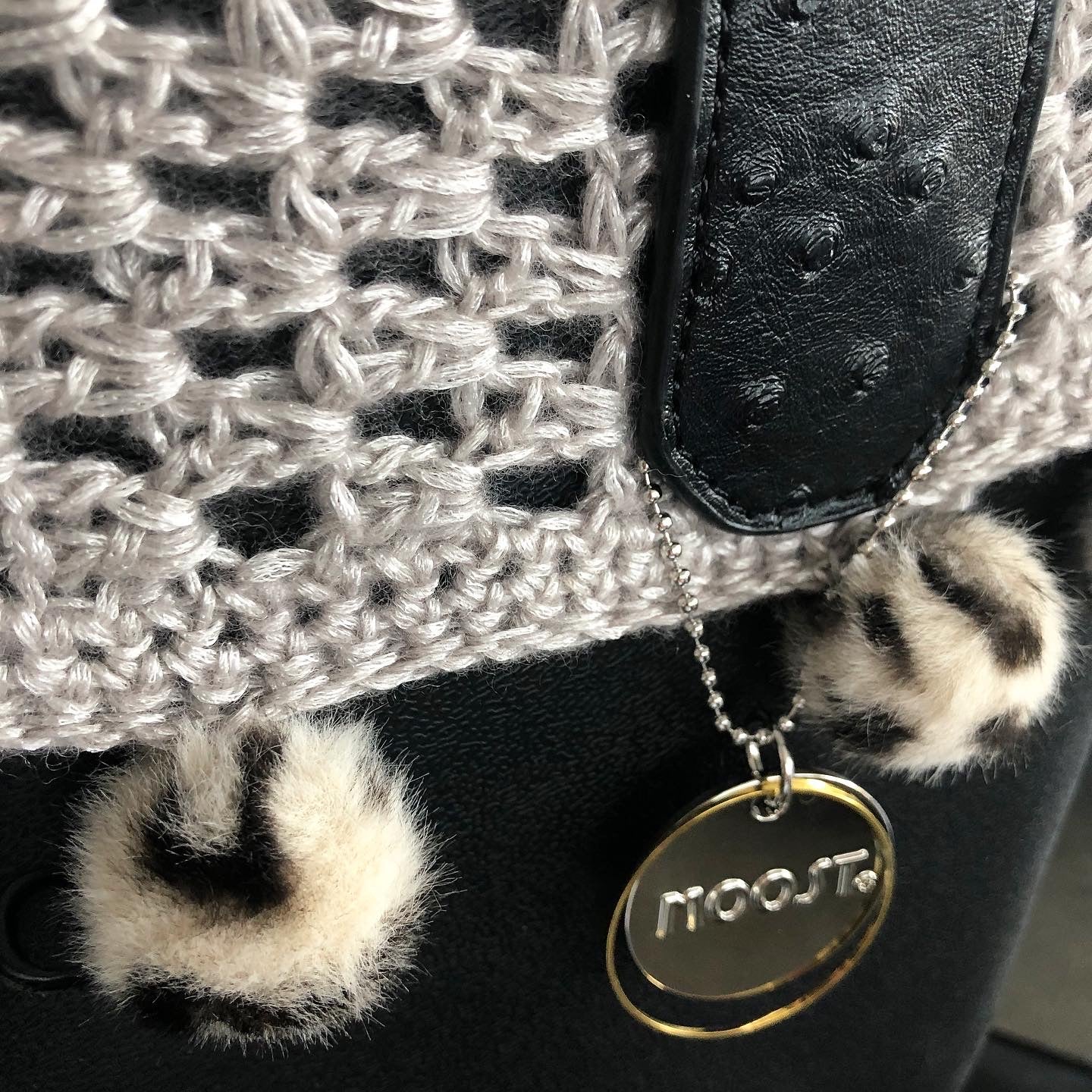 Pearl with Off White Pom Pom Crochet Trim