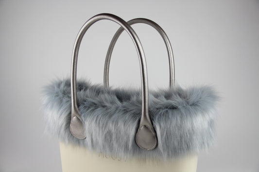 Frosted Gray Faux Fox Fur Trim