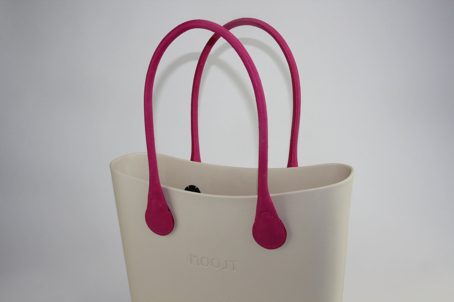 Fuchsia Faux Ostrich Rolled Handles