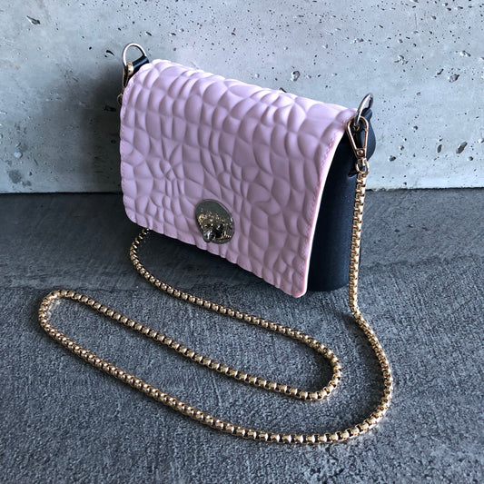 Pink on Black with Gold Chain