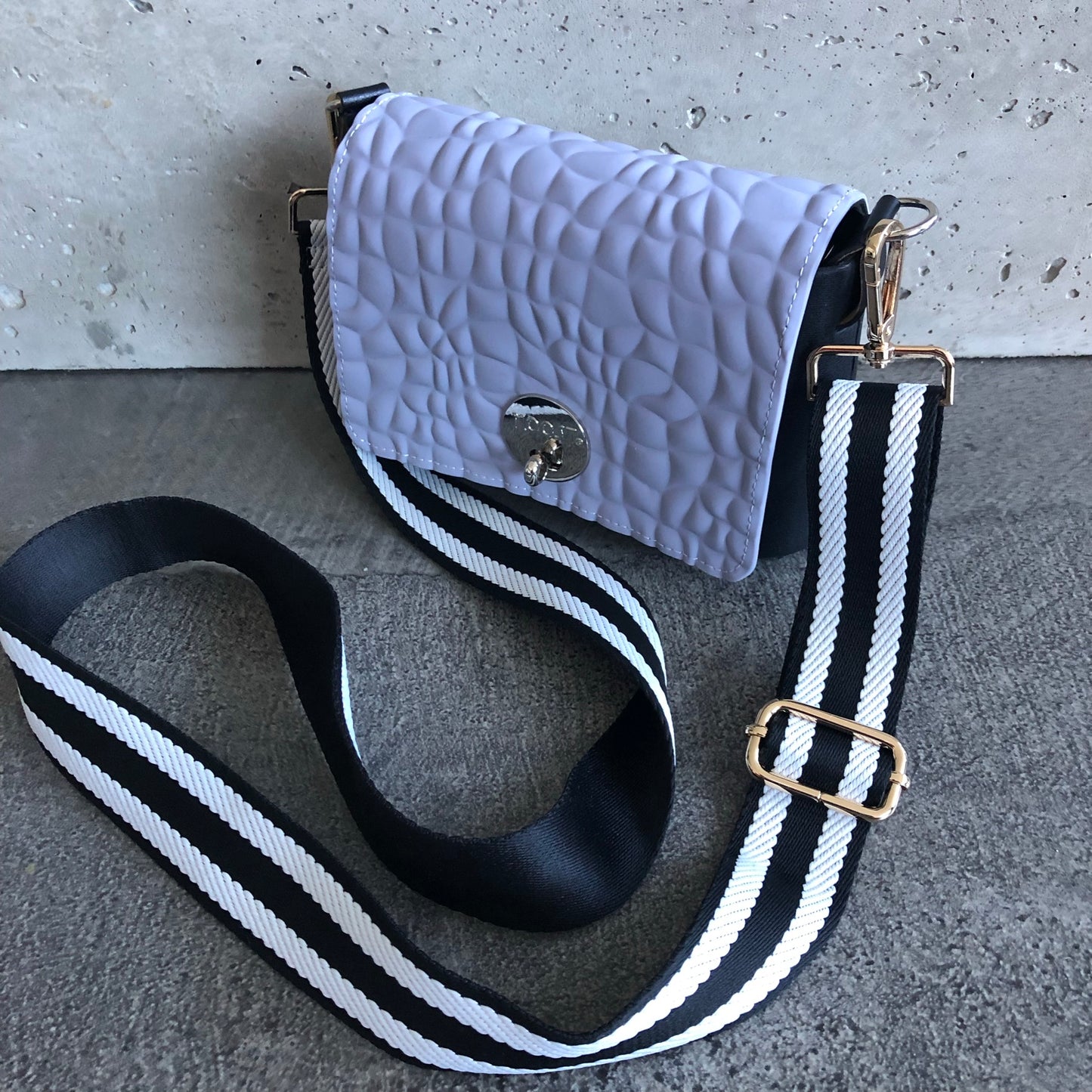 Periwinkle on Black with Stripe Strap