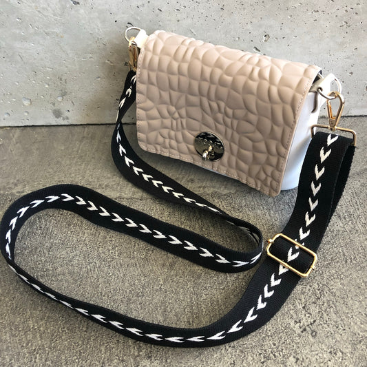 Latte on White with Boho Feather Strap