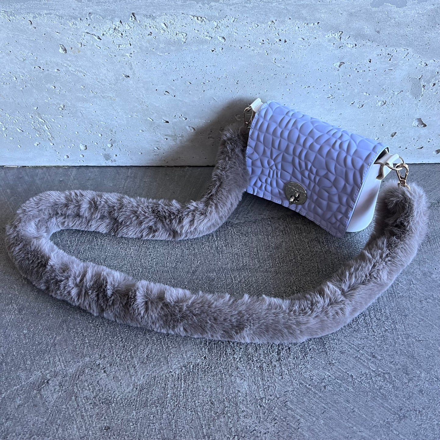 Periwinkle on White with Mink Fur
