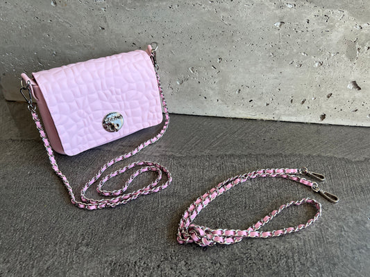 Sweet Pink Faux Leather Interwoven Chain