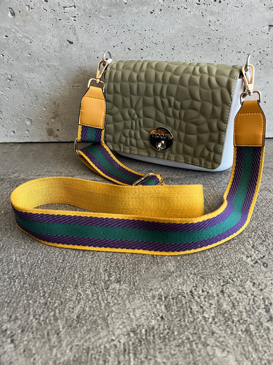 Stay The Course Faux Leather Crossbody In Martini Olive